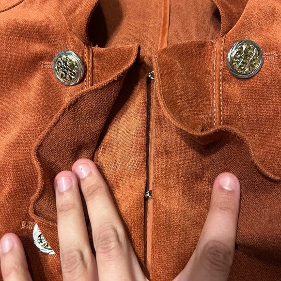 Grunge Orange Ruffle Military Jacket by Cass! - Picture 5 of 7